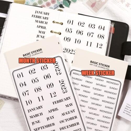 Fromthenon 4 Sheets/Set Monthly Weekly Decoration Stickers Words Functional Planner Stickers Schedule Mark Stationery Stickers