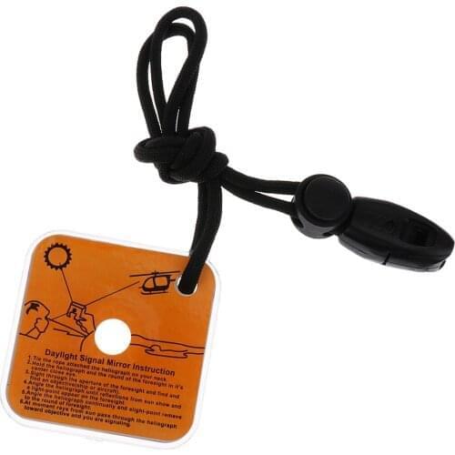 Signal Mirror New Multifunction Survival Emergency Rescue Reflective Signal Mirror with Whistle Rope Outdoor Tool 5.7X 5.7X1CM