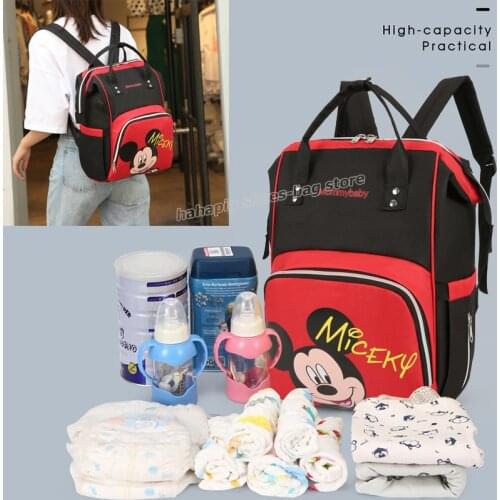 Mickey Mouse Mommy Diaper Bag Disney Mother Waterproof Baby Stroller Bag Women High Capacity Backpack Travel Tote Organizer Gift