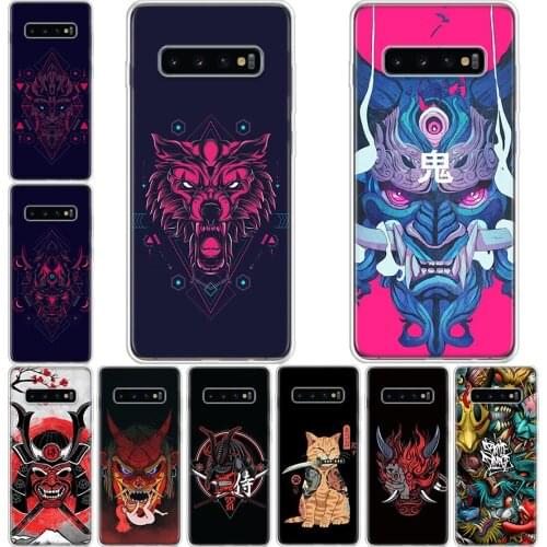 Japanese Samurai Oni Mask Phone Case For Samsung Galaxy A71 A70 A51 A50 A41 A40 A30 A21 A10 A01 A90 A20S A20E A10S M30S A6 A7 A8