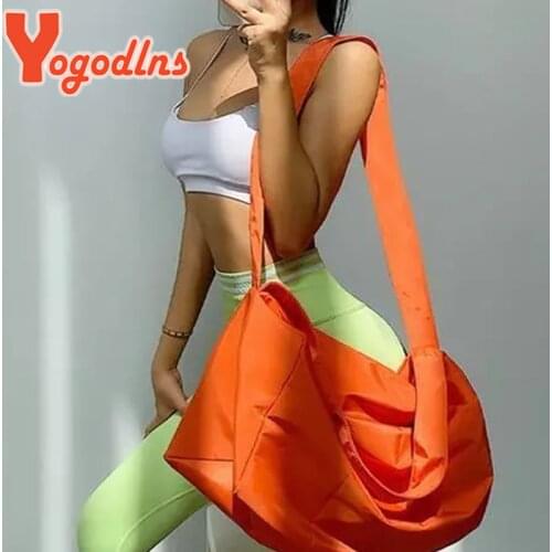 Yogodlns Casual Nylon Shoulder Bag for Women Large Capacity Gym Bags Teenager School Bookbags Handbags Professional Sports Pack