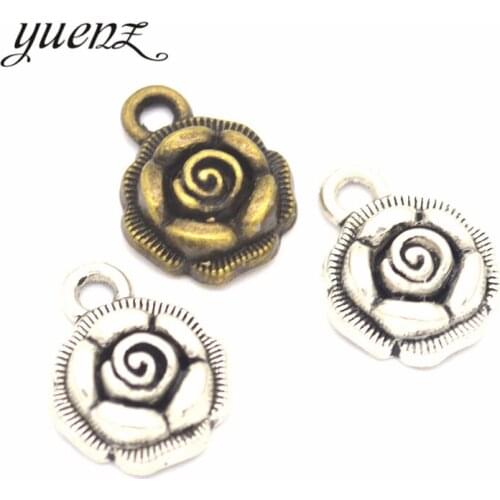 YuenZ 10pcs Antique silver color flower Charms Pendants DIY Jewelry for Necklace Bracelet Making Accessaries 18*14mm Q110