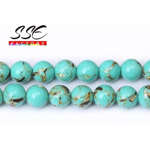 Wholesale Green Shell Howlite Stone Round Loose Spacer Beads For Jewelry Making DIY Bracelet Accessories 4/6/8/10/12mm 15"Strand