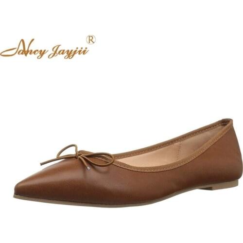 Women Ladies Flats Shoes Solid Slip-On Pointed Toe Butterfly-knot Basic Party Fashion Leisure Elegant Mature Nancyjayjii 2019