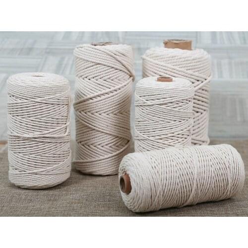 1mm 3mm 4mm 5mm 6mm Macrame Rope Twisted String Cotton Cord For Handmade Natural Beige Rope DIY Home Wedding Accessories Gift