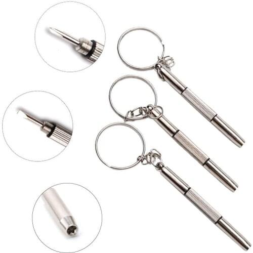 1PC 3 in1 Eyeglass Screwdriver Hand Tools Sunglass Watch Repair Kit with Keychain Professional Multi