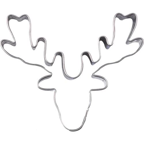 1pc Elk Head Shape Cookie Cutter Stainless Steel DIY Biscuit Mould Cake Fondant Baking Tools