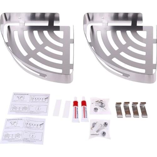 2pcs/set Stainless Steel Kitchen Wall Shelves Bathroom Corner Shelf Storage Rack
