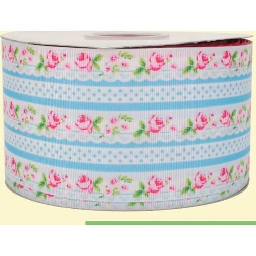 3" inch 75 mm 7.5cm rose and stripe with dot free shipping printed grosgrain ribbons