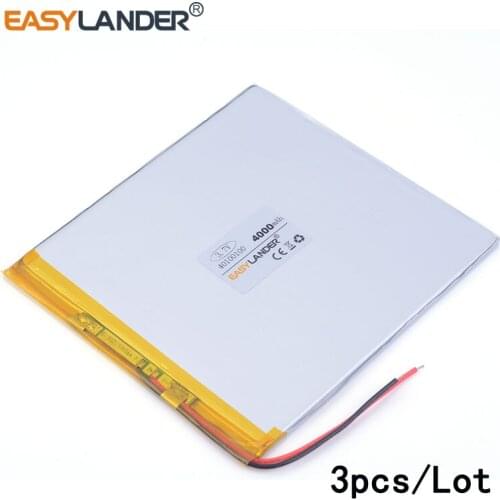 3pcs/Lot 3.7V 4000mAh 40100100 lithium Li ion polymer rechargeable battery of rechareable lithium polymer battery 04100100
