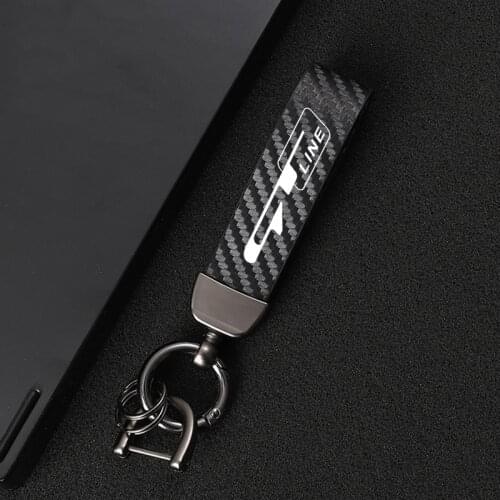 4S High-Grade Carbon Leather Car Key Chain For Sonata Kia GT LINE ELANTRA Sportage Stinger kia 2021 k5 gtline Peugeot GT GTLine