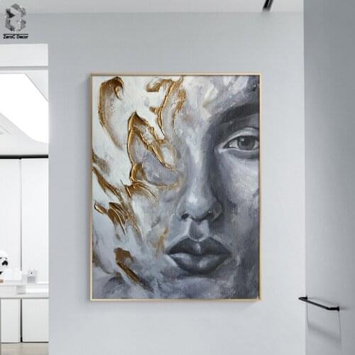 Abstract Gold Fire Portrait Wall Art Posters And Prints Modern Figure Canvas Painting Home Decor Wall Pictures For Living Room