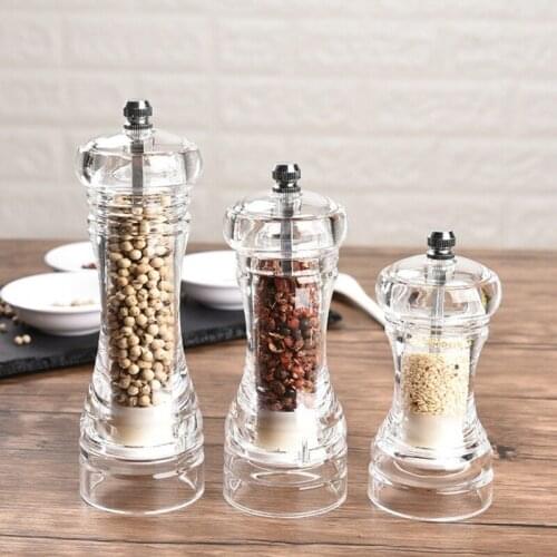 Acrylic Transparent Pepper Grinder Manual Pepper Grinder Ceramic Core Multi-purpose Seasoning Bottle For Kitchen Pepper Grinders