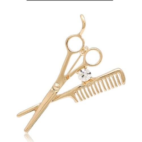 New fashion mini comb comb scissors brooch exquisite gift brooch crystal jewelry lady wedding gift Christmas gift