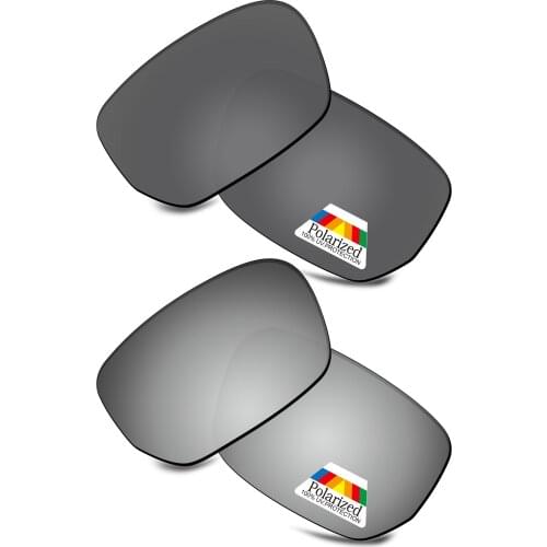Bwake 2 Pairs Black & Silver Polarized Replacement Lenses for-Oakley Style Switch OO9194 Sunglasses Frame