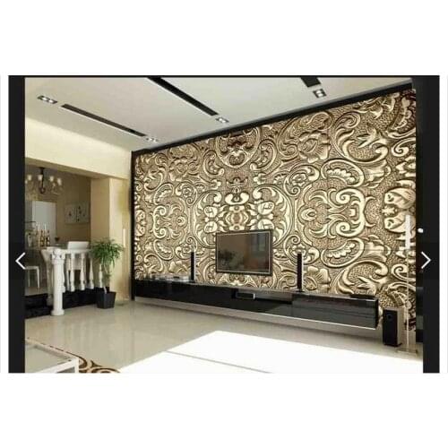 Customized 3d photo wallpaper 3d wall mural wallpaper Golden pattern lace European TV setting wall sofa living room decoration