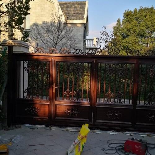 China Remote Control Metal Wrought Iron Aluminum Driveway Gates Hc-nag7