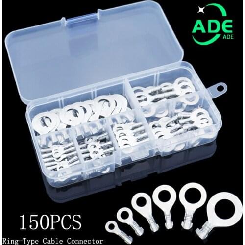 150pcs Terminal Block DJ431 M3/M4/M5/M6/M8/M10 Silve O-type Lugs Cold-Pressed Wire Connector Copper Tab Wiring Nose