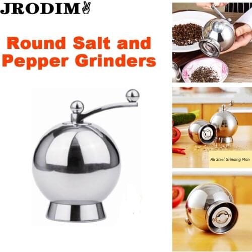 Kitchen Tools Accessories Round Salt and Pepper Grinders Stainless Steel Manual Pepper Mills Adjustable Coarseness Spice Mills
