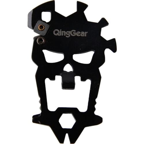 QingGear 12 in 1 Skull Shape Multifunctional Pocket Tool Wallet Handy Tool Wrenches Opener Sharper Cutter Puller Screwdriver