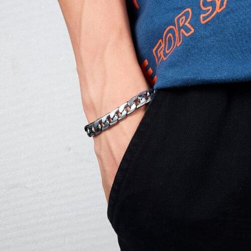 Fashion Mens Bracelets Stainless Steel Curb Cuban Link Chain Bracelets For Men Women Wholesale Jewelry Gift 6/7/9/10mm