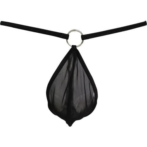 Jockstraps Mens Sissy Transparent Mash Panties Sexy Bulge Pouch Mesh G-String Thong T-Back Gay Underwear with O-Rings