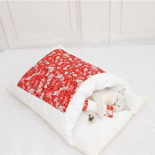 Soft Polar Fleece Cat Dog Beds Winter Warm Pet Heated Mat Small Dog Puppy Kennel House for Cats Sleeping Bag Nest Cave Bed