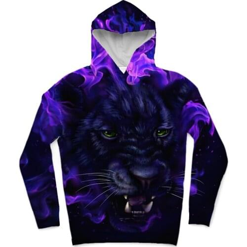REAL American US SIZE Custom Fiery Panther 3D Sublimation print Hoodies with plus size 3XL 4XL 5XL 6XL