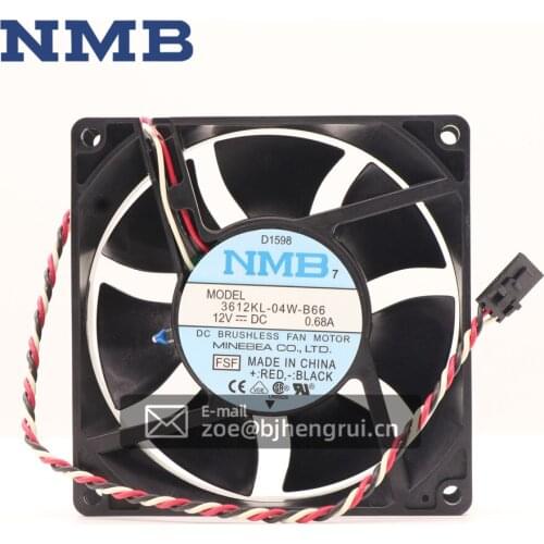 NMB 3612KL-04W-B66 12V 0.68A 9CM 9032 large air volume with thermistor fan