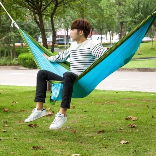 Outdoor 200kg bearing 2m rope with hooks 210T nylon hiking camping travelling couple two people leisure sleeping hammock