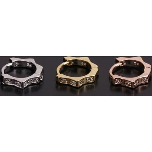 1 PCS Simple Small Micro Pave CZ Circle Piercing Hoop Earring for Women Men Trendy Gold Color Round Cartilage Clip Cuff Jewelry