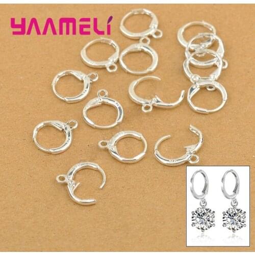 Wholesale Handmade Jewelry Findings Genuine 925 Sterling Silver Lever Back Ear DIY Drop Earring 13MM Hoop DIY Settings
