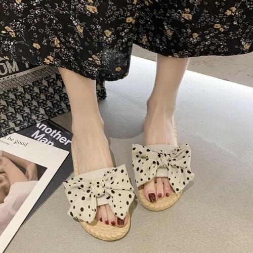Bowknot Flat Slides for Women Designer Slippers Sexy Fashion Dresses Summer Sandals Women Flat Outside Slippers Lady Sandalet