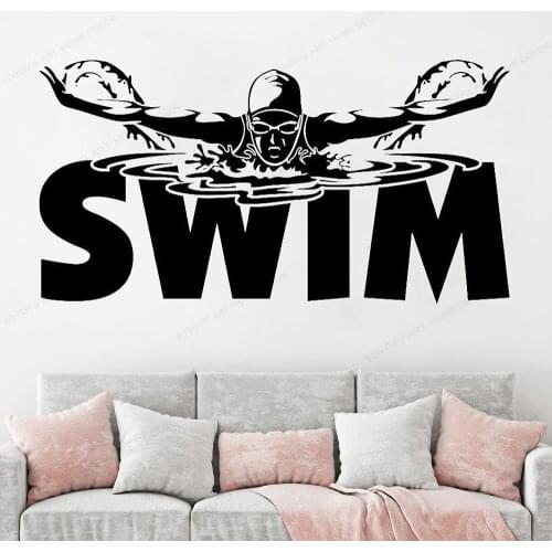 Swimming Pool Wall Sticker Vinyl Sports Wall Decal Boy Girl Bedroom Decor Wallpaper Swim Poster HJ824