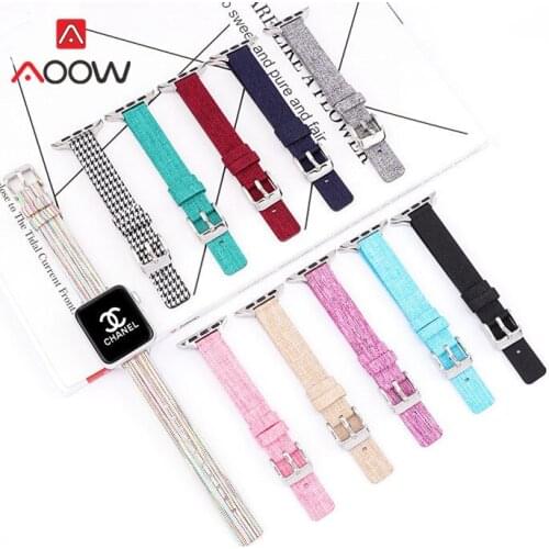 Woven Nylon Canvas Strap for Apple Watch iwatch 6 5 4 3 2 1 SE 38mm 42mm 40mm 44mm Slim Women Replacement Bracelet Wrist Band