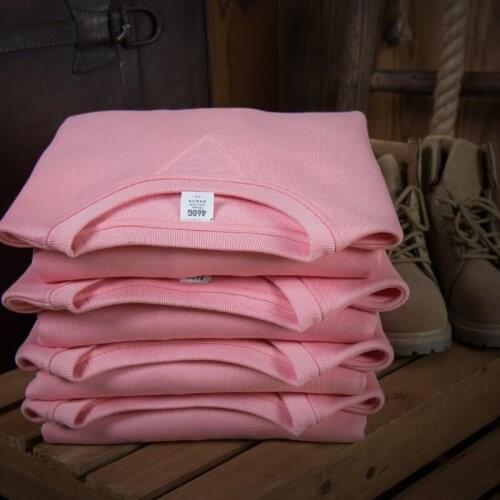 Hoodie Fleece O-Neck Casual Couple Streetwear Cotton Plus Velvet Long-sleeved Pink Youth Students Autumn Winter