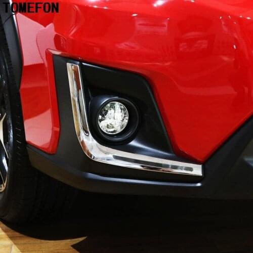 TOMEFON For Subaru XV 5-door Hatchback 2017 2018 ABS Chrome Exterior Front Fog Light Lid Eyelid Trim Lamp Foglight Bumper 2pcs