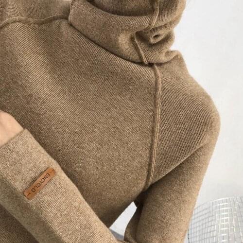 Turtleneck Thin Knitted Womens Sweater Outerwear Long Sleeve Slim Fit Solid Color Pullover Fashion Winter Women 2021