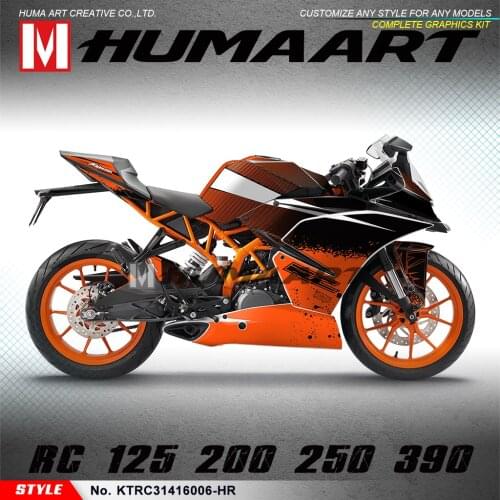 HUMAART Waterproof Stickers Motorcycle Full Wraps Custom Vinyl Decals Kit for RC 125 200 RC125 RC200 2014 2015 2016, Orange