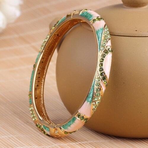 South Korea ethnic wind accessories wholesale jewelry enamel cloisonne bracelet high-grade real gold plated bracelet