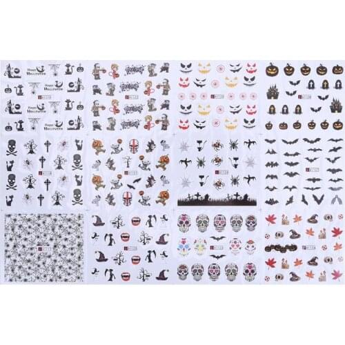 12 sheets Manicure Halloween Water Transfer Nail Art Decoration Stickers