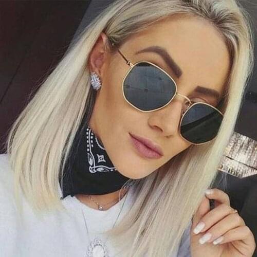 2021 Polygonal Women Sunglasses Men Glasses Lady Luxury Retro Metal Sun Glasses Vintage Mirror UV400 oculos de sol