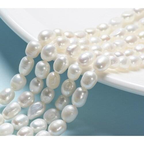 5 Strands Oval Natural Cultured Freshwater Pearl Beads Strands for Jewelry Making DIY Bracelet Necklace Supplies Plum 8~12x7~8mm