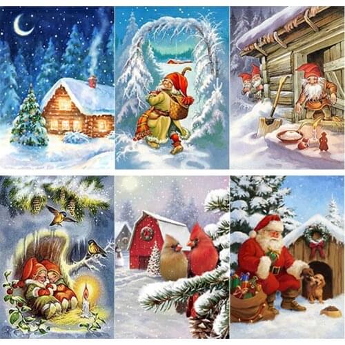 New 5D DIY Diamond Painting Full Square Round Drill Snow Scene Diamond Embroidery Cross Stitch Crafts Home Decor Christmas Gift
