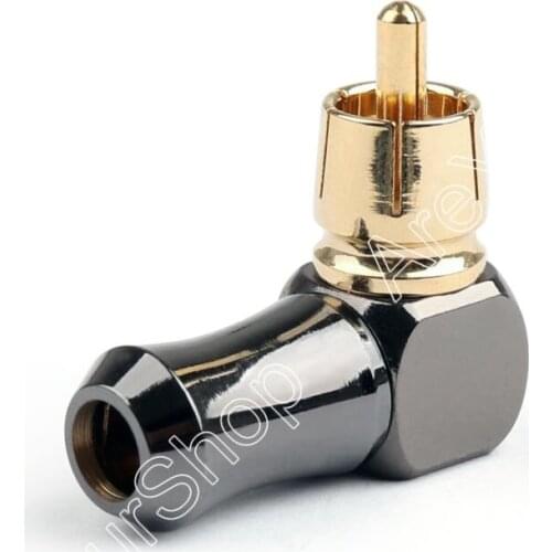 Areyourshop Hot Sale 1PCS Brass RCA Right Angle 6.35mm Male plug Audio Video Connector Soldering Adapter Mini Plugjack