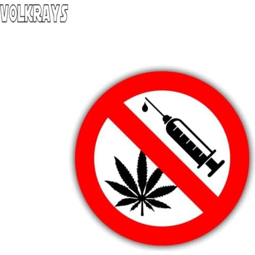 Volkrays Personality Car Sticker Warning No Drugs Danger Accessories Reflective Waterproof Cover Scratches Vinyl Decal,9cm*9cm