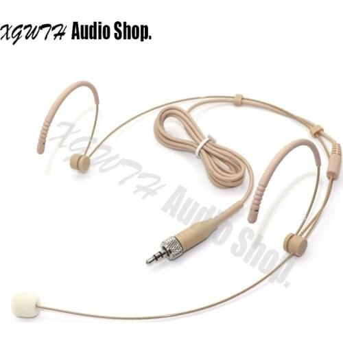 Beige Headset Headworn Condenser Microphone Speech Mic For Sennheiser Transmitter 3.5mm Screw Jack Wireless BodyPack Transmitter