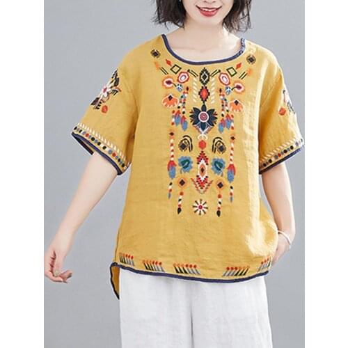 Blusas Femininas 2021 Summer Women Blouse Shirt Mori Girl Sweet Flower Embroidery Lantern Sleeve Cotton Linen Blouse Tops Female