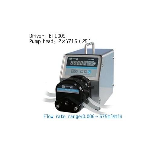 BT100S-1 2 x YZ15 Highly Lab Industrial chemical Instrument Variable Speed Silicone Tubing Peristaltic Pump 0.006-420 ml/min
