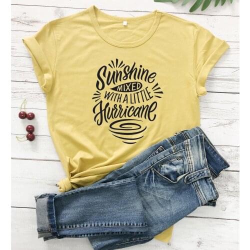 Sunshine Mixed with Hurricane t shirt Christian Bible baptism religion women fashion pure cotton quote slogan tees vintage tops